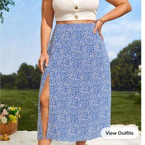 Plus Ditsy Floral Slit Skirt size 22 (5X) NWOT